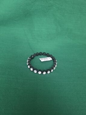 Chico's Black Stretch Bracelet with Clear Stones